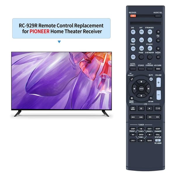 Fjernbetjening Udskiftning til RC-929R til Pioneer AV-receiver Black