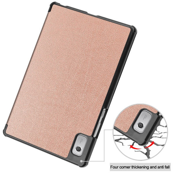 Trefoldet Stativdeksel for Lenovo Tab M9 Pink gold