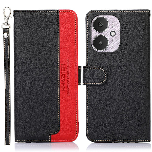 KHAZNEH Lompakkokotelo Xiaomi Redmi 13C:lle - Musta punainen Black