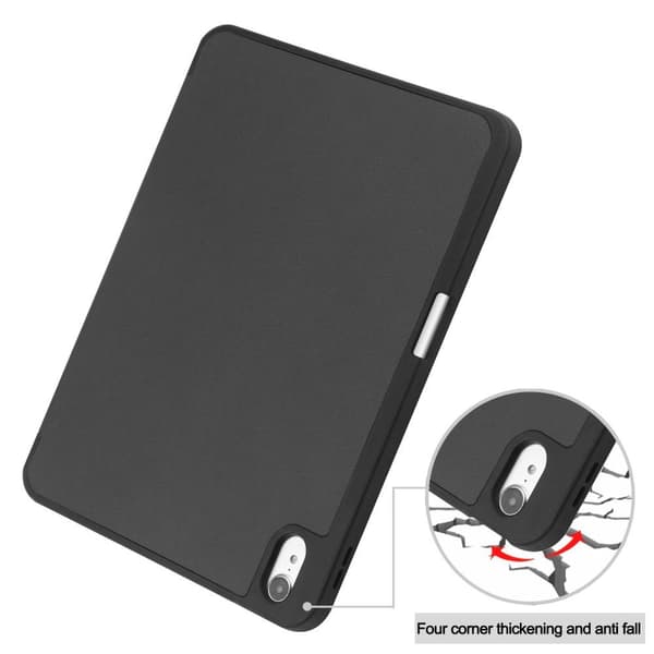 Tri-fold Stativveske for iPad 10.9 (2022) Tablettdeksel Penneholder - Svart Black