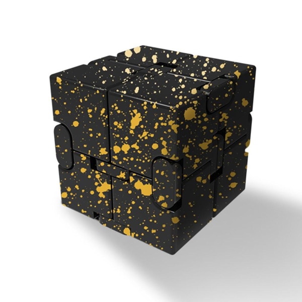 Fidget Toy Avslappning Infinite Cube Metall Flip Kub Svart-Gul Gul