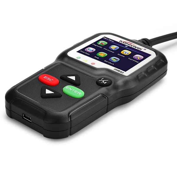 KONNWEI KW680 OBDII/EOBD Scanner OBD2 CAN-buskodelæser - sort