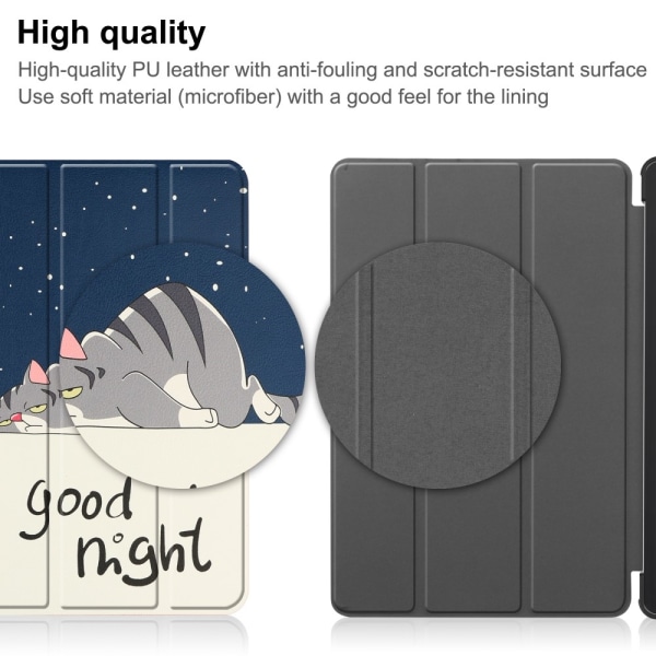 Trefoldet Stativdeksel for Lenovo Tab M9 - Katt Multicolor