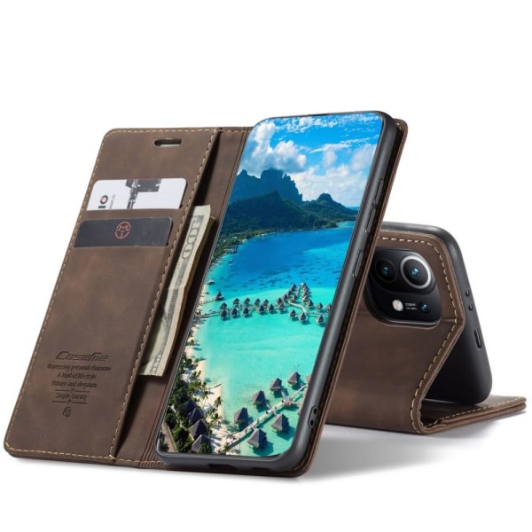 CASEME Retro tegnebog taske til Xiaomi Mi 11 - Kaffe Brown