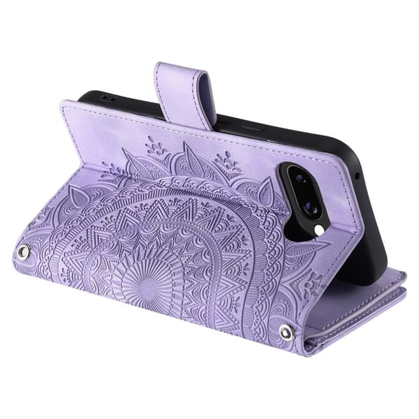 Til Google Pixel 10a Pungcover Mandala Blomstermønster - Lilla Purple