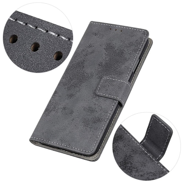 Retro Vintage Lommebok - deksel til Pixel 6A - Grå Grey