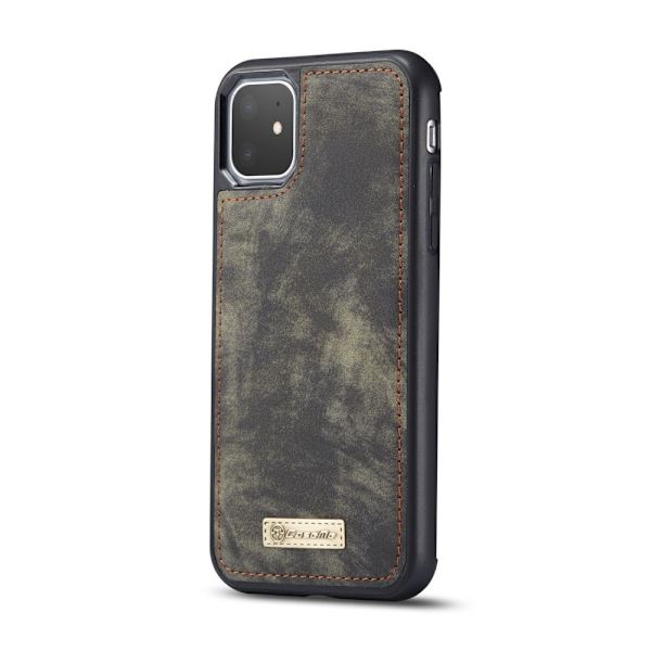 CASEME iPhone 11 Retro Split Lommebok - cover I Lær - Grå Grey