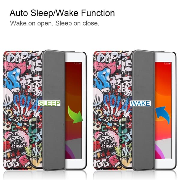 Apple iPad 10.2 Slim Fit Trefoldelig Deksel - Graffitimønster Multicolor