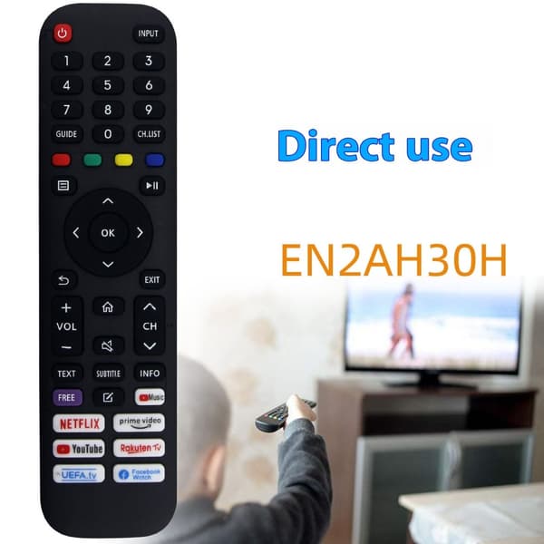 Fjärrkontroll Ersättning för EN2AH30H För Hisense Smart Tv Svart