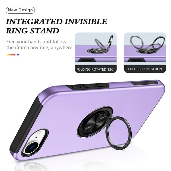 Till iPhone 17e / 16e Hybrid skal med Finger Ring - Lila Lila