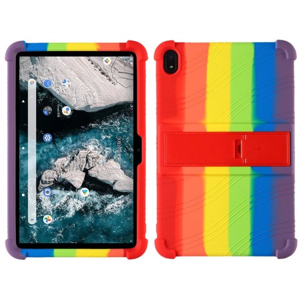 Nokia T20 mjukt silikon skyddande fodral med stöd Regnbåge Pride multifärg