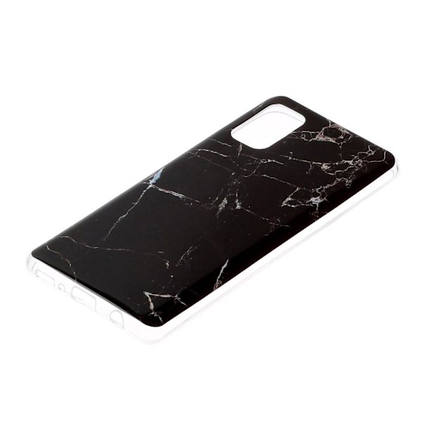 Marble Pattern IMD TPU Soft Back Case for Samsung Galaxy A41 - Style G Black