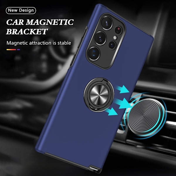 Til Samsung Galaxy S25 Ultra Hybrid Deksel Med Fingerring Blue