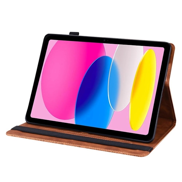 Til iPad 10.9 (2022) Tabletetui Cover Blomsterprægning - Brun Brown