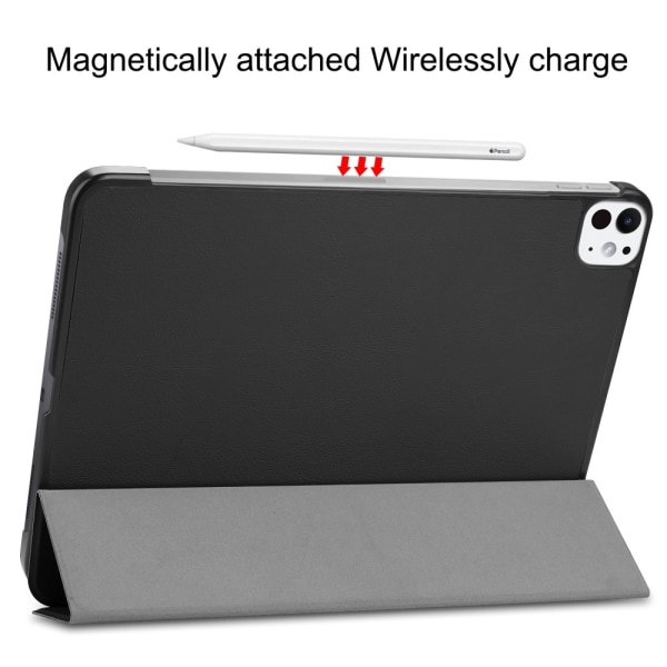 Etui for iPad Pro 11 (2024) - Tri-fold Stativ Tablettdeksel - Svart Black