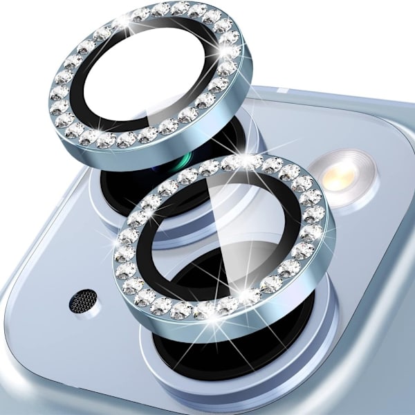 Til iPhone 15 / 15 Plus Lens Glitter Blue
