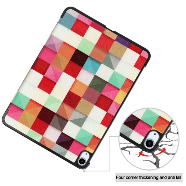 Till iPad Air 11 (2024) Slim fit tri-fold fodral - Triangle Grid Multicolor