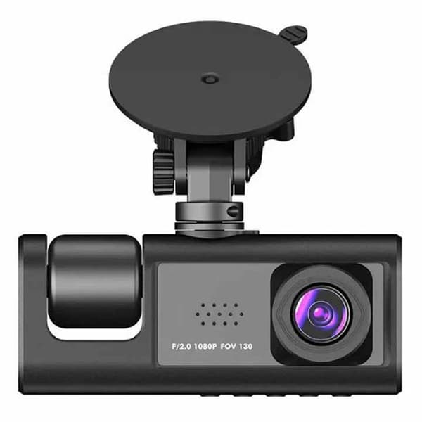 WIFI bildashkamera HD 1080P foran/innvendig/bak 3 linser bil-DVR parkeringsopptaker Black