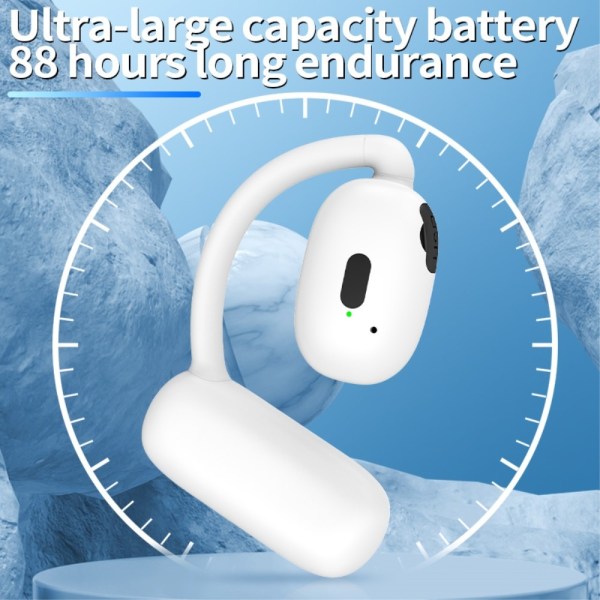 Enkelt øre krok hodetelefon Bluetooth 5.4 Stereo hodetelefon - Hvit White