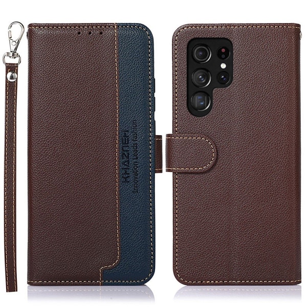 KHAZNEH Plånboksfodral till Samsung Galaxy S24 Ultra - Brun/Blå Blå