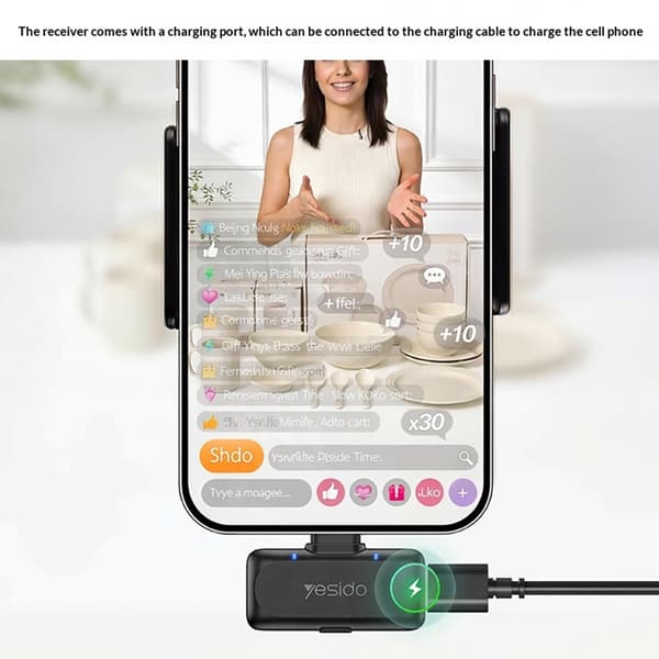 Myggmikrofon, USB-C-kontakt, AI-støyreduksjon, 2 mikrofoner + 1 mottaker Black