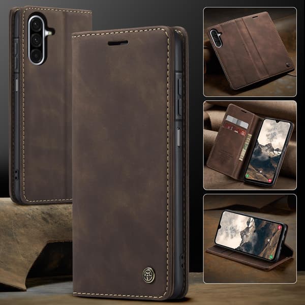 Till Samsung Galaxy A37 5G CASEME Plånboksfodral brun
