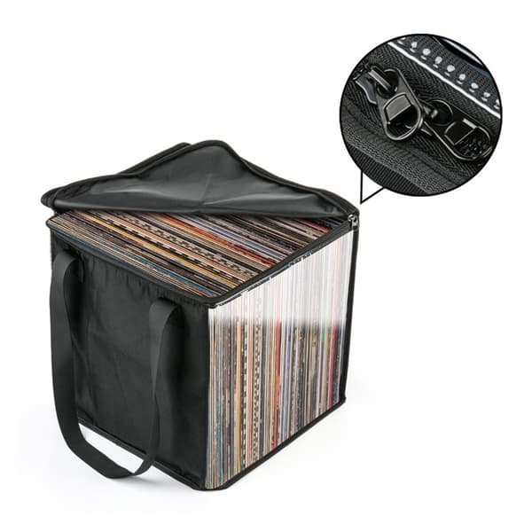 Etui for opptil 50 vinylplater LP-plateorganisator Black