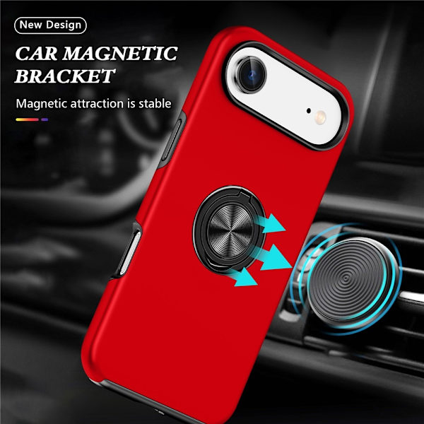 Til iPhone Air Finger Ring Kickstand Hybrid Taske Red
