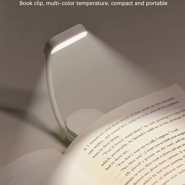 Læselampe med 3 farvetemperaturer, klembar LED-skrivebordslampe, boglampe - Sort Black