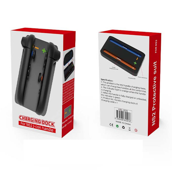 Kompatibel med Nintendo Switch 2 opladningsdock til Joy-Con. Håndterer 2 slots. Black