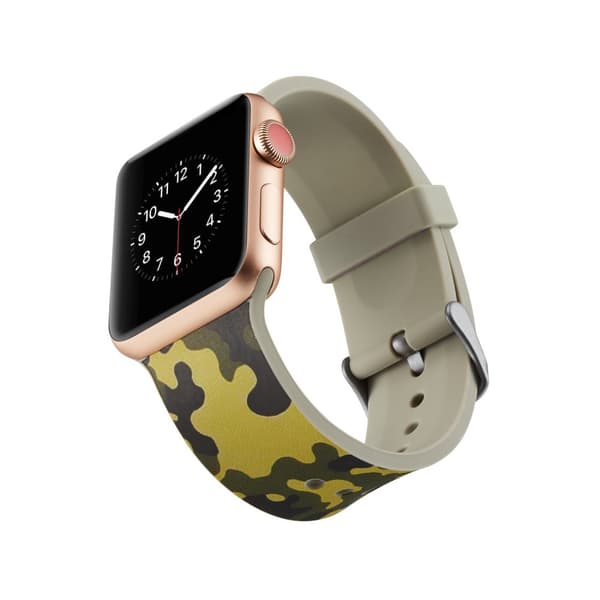 Silikon klokkerem til Apple Watch 4 44mm, 3/2/1 42mm - hærgrønn kamuflasje Multicolor