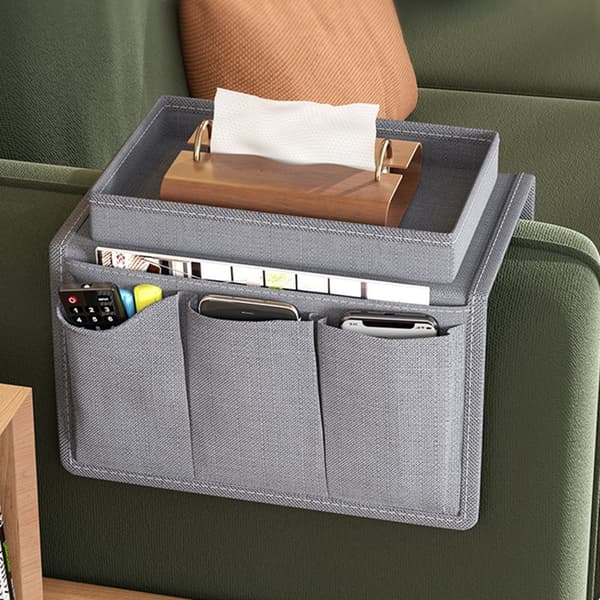Lomme for fjernkontroller Plassbesparende oppbevaringspose for armlener til sofa Grey