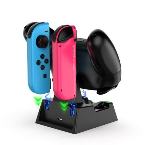 Kompatibel med Nintendo Switch + Lite + Oled USB-C Laddningsställ Laddare Svart