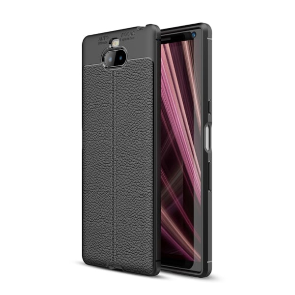 Litchi Skin TPU case Sony Xperia 10 -puhelimelle - musta Black