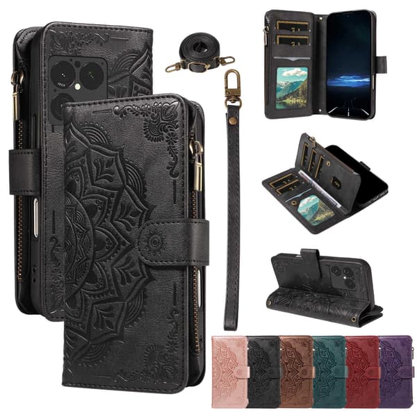 Mandala-præget Pungcover med Håndledsrem til Sony Xperia 1 VIII Black
