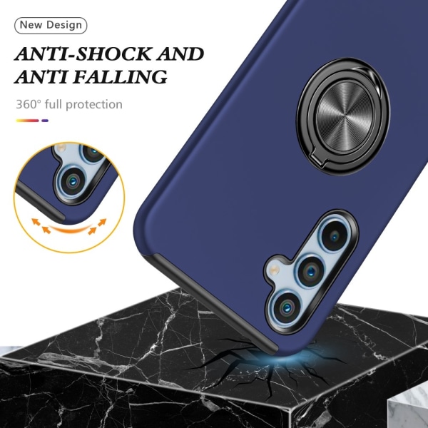 Samsung Galaxy A55 Finger Ring Kickstand Hybrid Case Blue