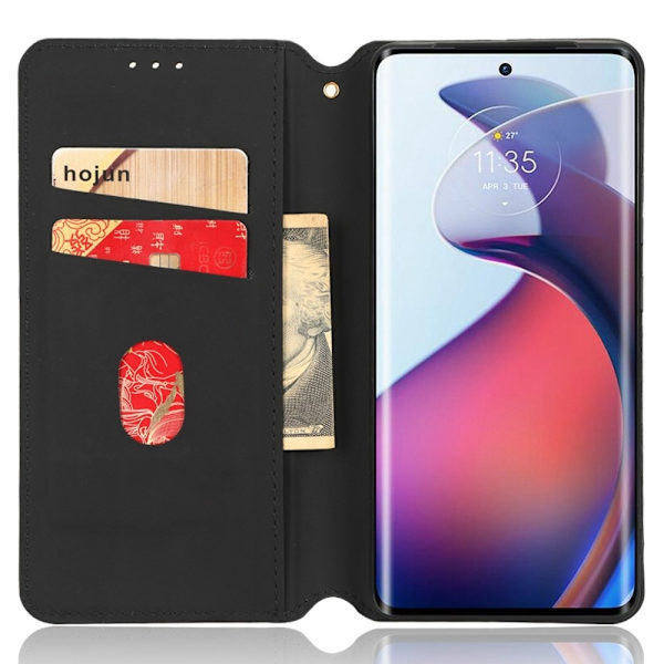 För Motorola Edge 30 Fusion 5G Plånboksfodral korthållare Fodral Svart