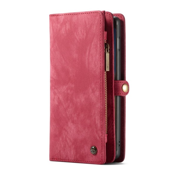 CASEME Samsung Galaxy S10 Retro läder plånboksfodral - Röd Röd