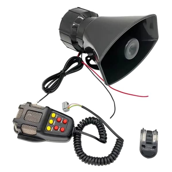 Elektronisk 12 V-sirene for bil med 7 lydmoduser, 110 dB og mikrofon for PA-anlegg Black one size