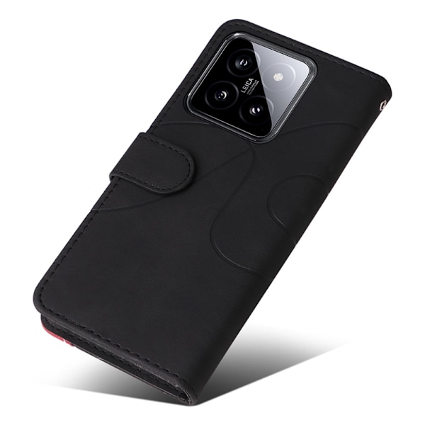 Til Xiaomi 14 KT-serie-1 dobbeltfarve tegnebog Black