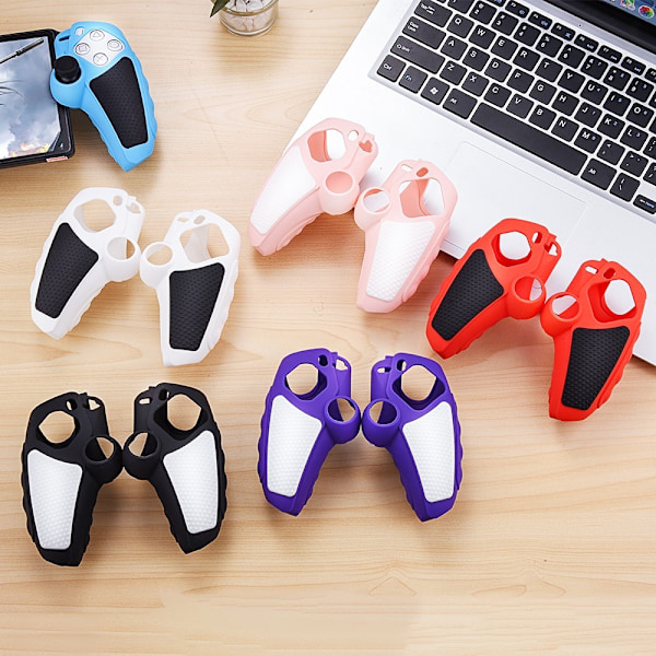 Playstation 5 / PS5 Silikon Skin Skal Fodral Anti-Slip Skydd + Joystick Caps - Blå Blå