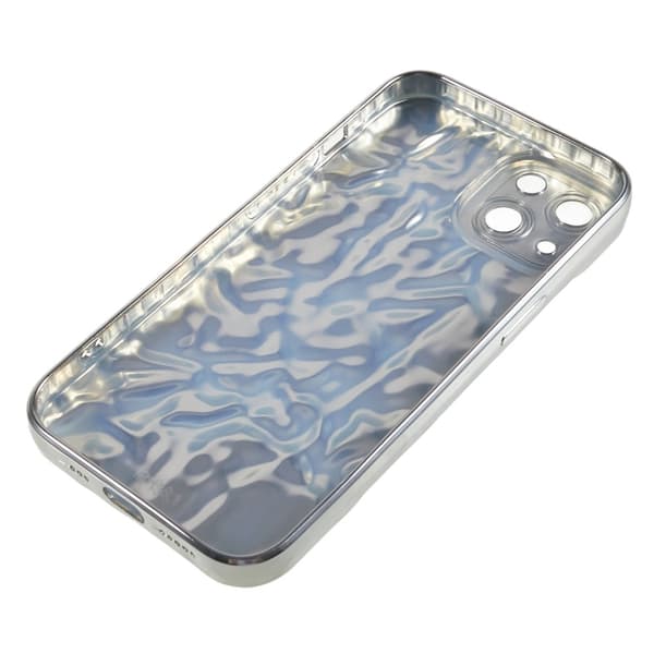 Til iPhone 15 Plus TPU Etui Elektroplating Rynket Ujævn Telefon Cover Silver