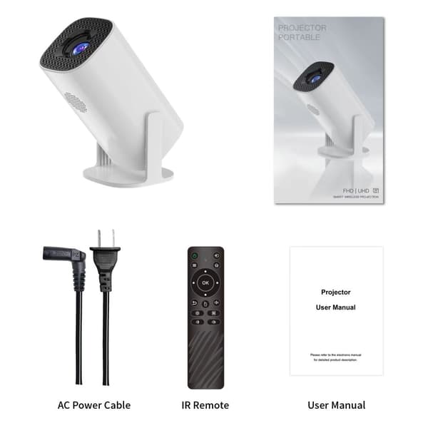 4K Projektor Dual WiFi Bluetooth HD Video LED - projektor för hemmabio Hem Vit