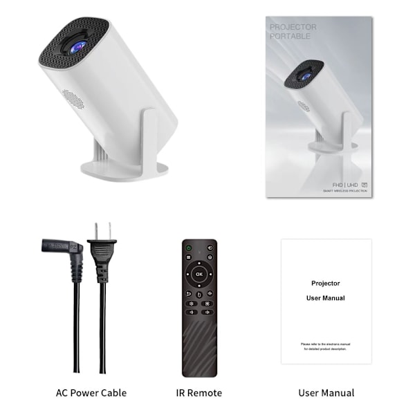 4K-projektori Dual WiFi Bluetooth HD Video LED -projektori kotiteatteriin White