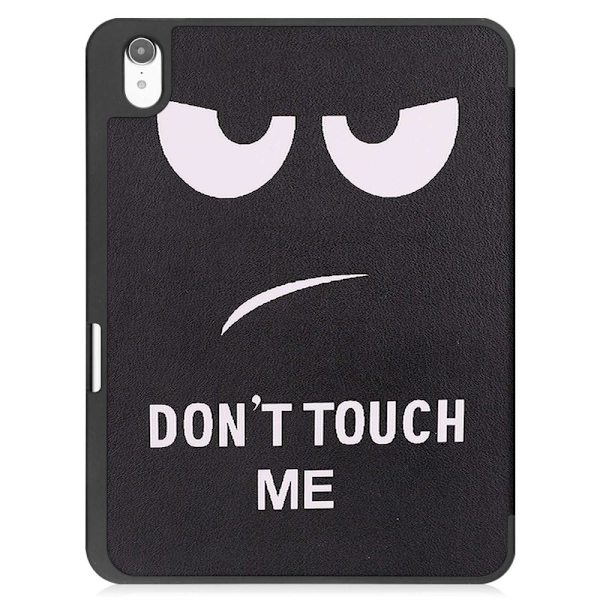 Tri-fold Stand Case for iPad 10.9 (2022) Tablet Cover Pen Holder - Don't Touch Me Black