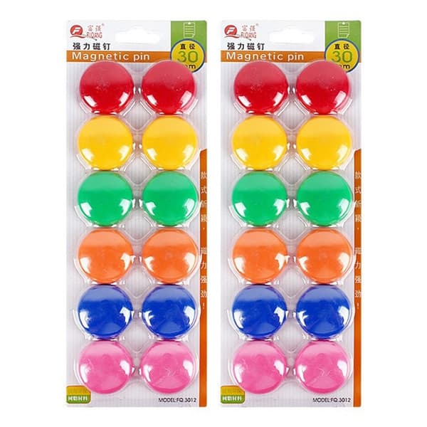 24 st 30 mm färgglada runda magneter whiteboard starka magnetiska knappar multifärg