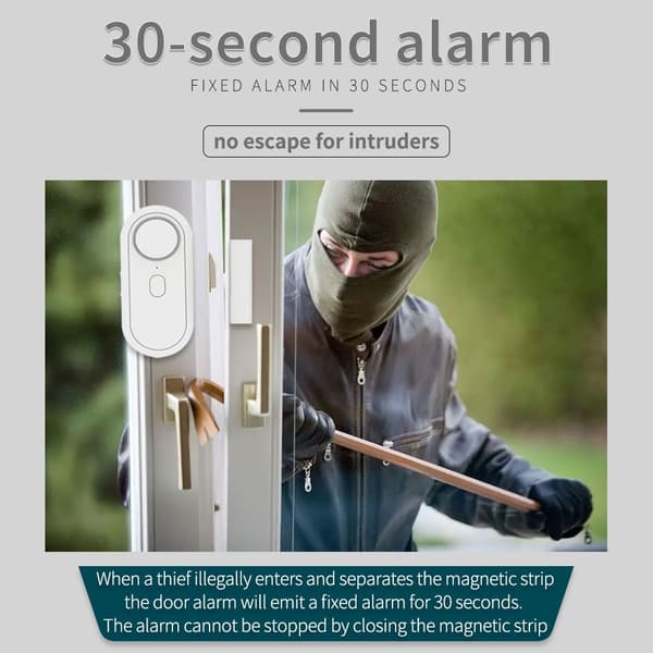 Alarm Door Sensor High Decibel Window Doors Anti-theft System with Remote Control White