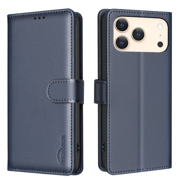 BINFEN COLOR Telefonlommebokdeksel til iPhone 18 Pro / 17 Pro Blue