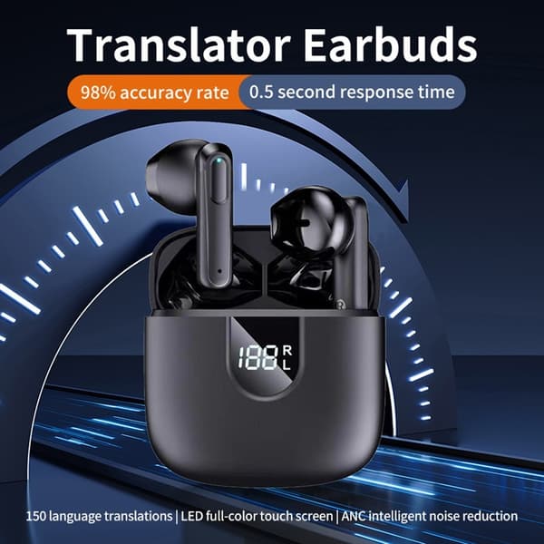 A18 150 Sprog Oversættelse Oversætter Smart Voice Bluetooth In Ear-hovedtelefoner Black