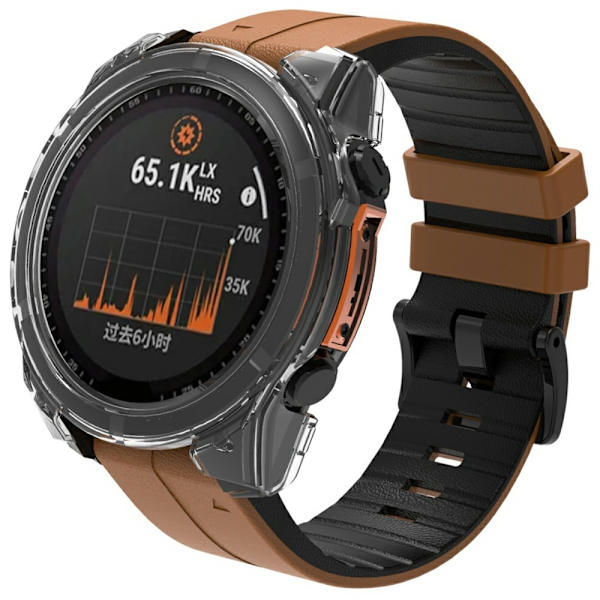 Til Garmin Fenix ​​8 47 mm AMOLED Hard PC Watch Case Cover med hærdet glas Transparent